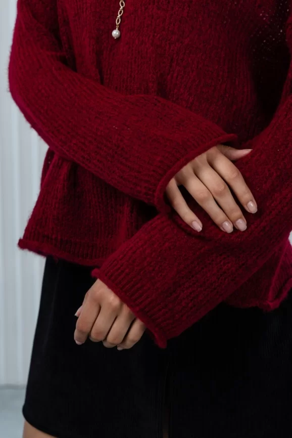 Джемпер женский (цвет: винный) фото 3