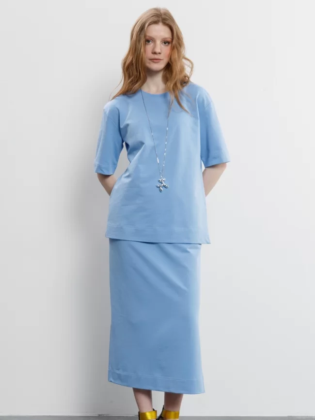 Костюм женский (джемпер, юбка) (цвет: голубой) фото 1