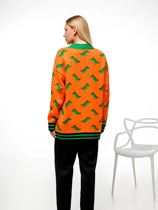 Кардиган женский (цвет: апельсин, ярко-зеленый, черный) фото 5