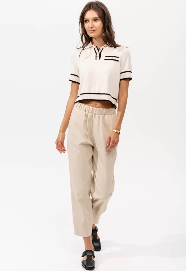 Джемпер женский (цвет: молочный, черный) фото 4