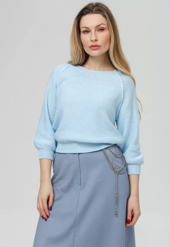 Джемпер женский (цвет: бледно-голубой, серебро) фото 1