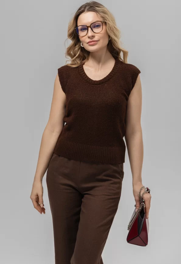 Жилет женский (цвет: шоколадный) фото 1