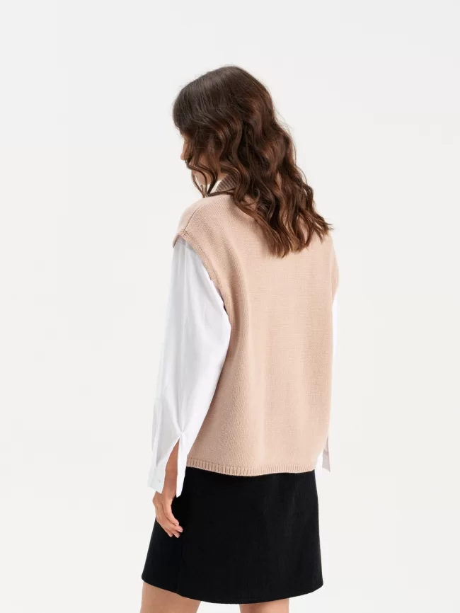 Жилет женский (цвет: светло-бежевый) фото 2