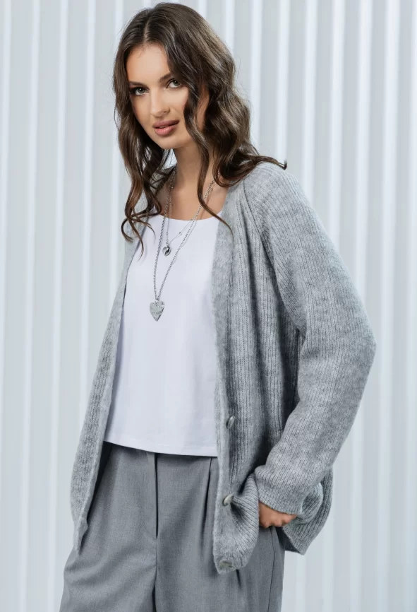 Кардиган женский (цвет: светло-серый) фото 6