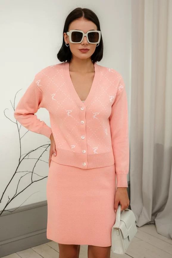 Жакет женский (цвет: розовый персик, белый) фото 1