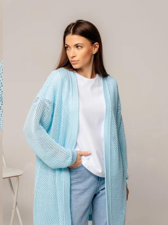 Кардиган женский (цвет: бледно-голубой) фото 4