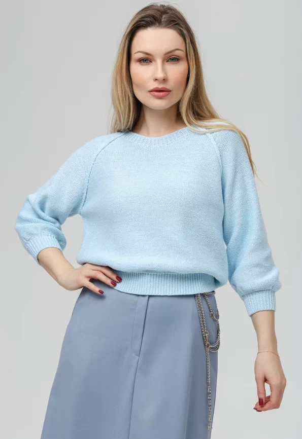 Джемпер женский (цвет: бледно-голубой, серебро) фото 4