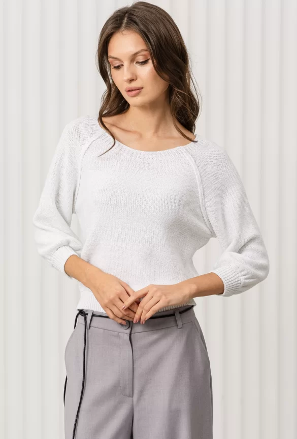 Джемпер женский (цвет: белый, серебро) фото 3