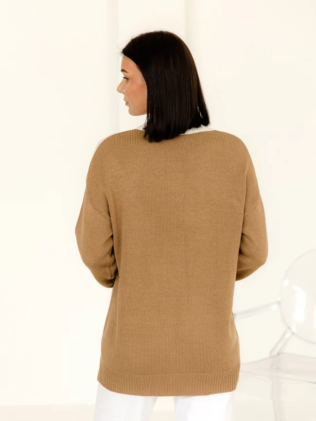 Туника женская (цвет: светло-коричневый, белый) фото 2