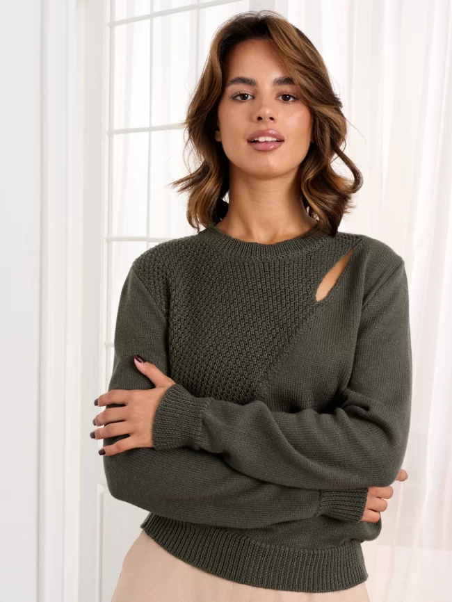 Джемпер женский (цвет: серо-зеленый) фото 1