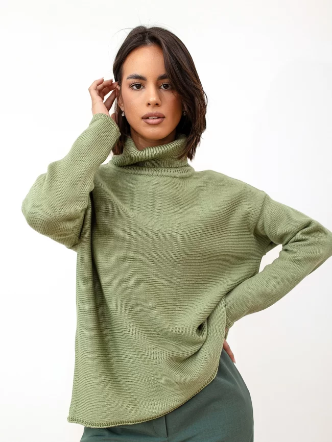 Джемпер женский (цвет: светло-оливковый) фото 1