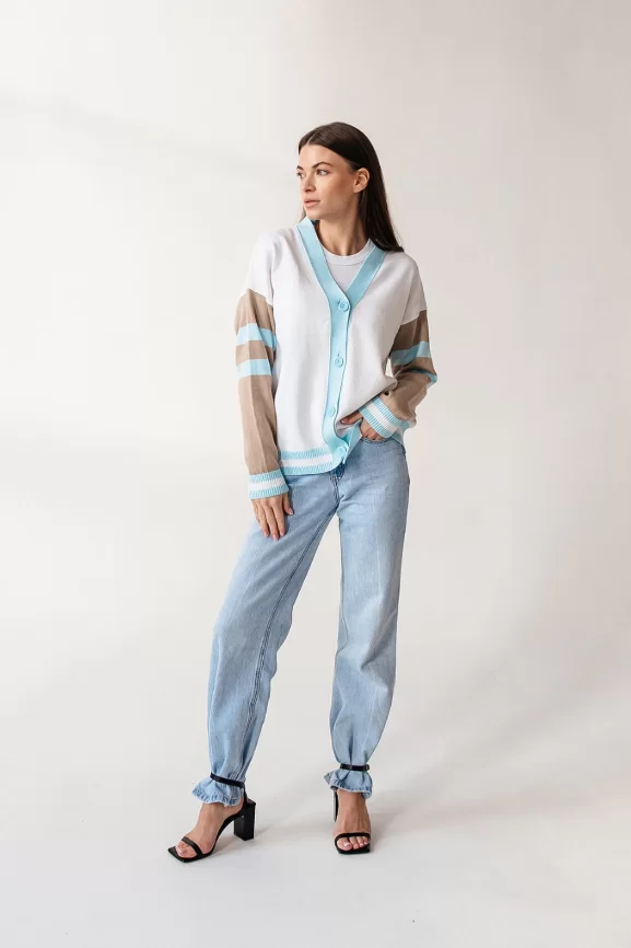 Жакет женский (цвет: белый, бежевый, бледно-голубой) фото 2