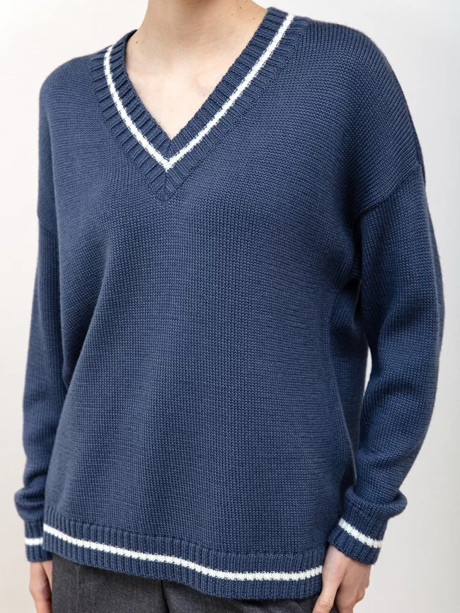 Джемпер женский (цвет: индиго, молочный) фото 3