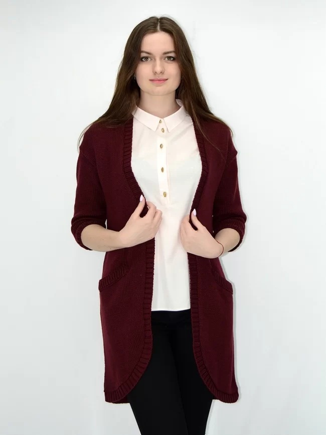 Кардиган женский (цвет: бордовый) фото 1