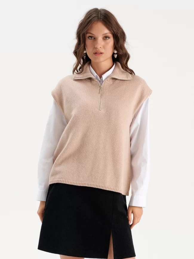 Жилет женский (цвет: светло-бежевый) фото 1