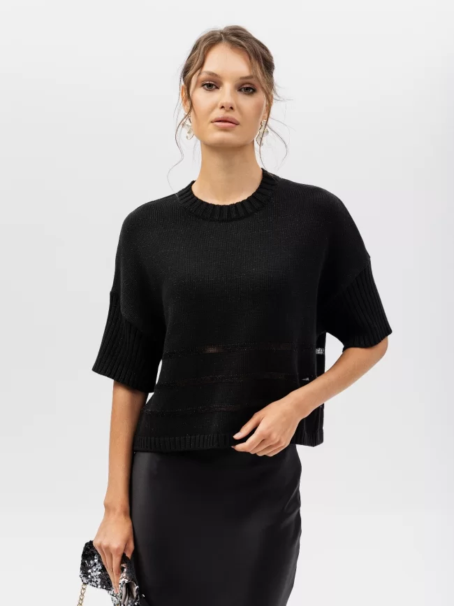 Джемпер женский (цвет: черный, черный) фото 5