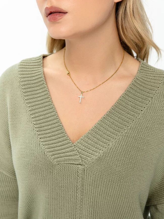 Джемпер женский (цвет: серо-зеленый) фото 3