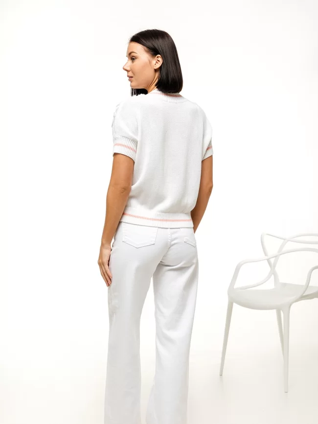 Джемпер женский (цвет: белый, розовый персик) фото 7