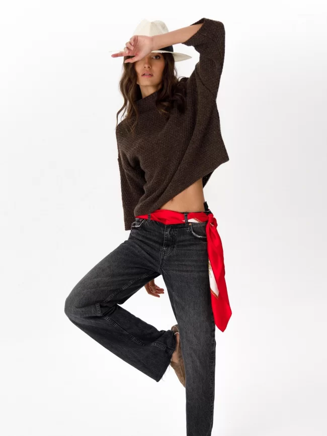 Джемпер женский (цвет: коричневый меланж) фото 7