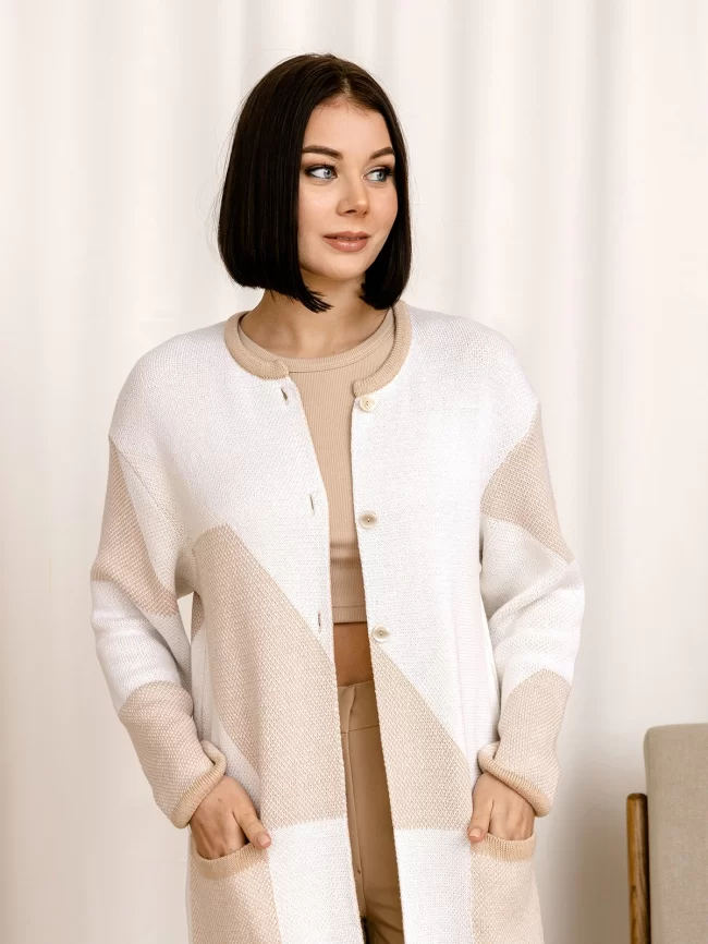 Кардиган женский (цвет: молочный, крем-брюле, белый) фото 1