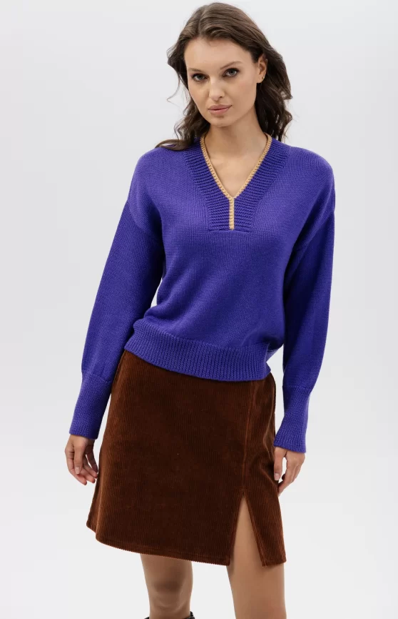 Джемпер женский (цвет: глубокий фиолетовый, соломенный) фото 1