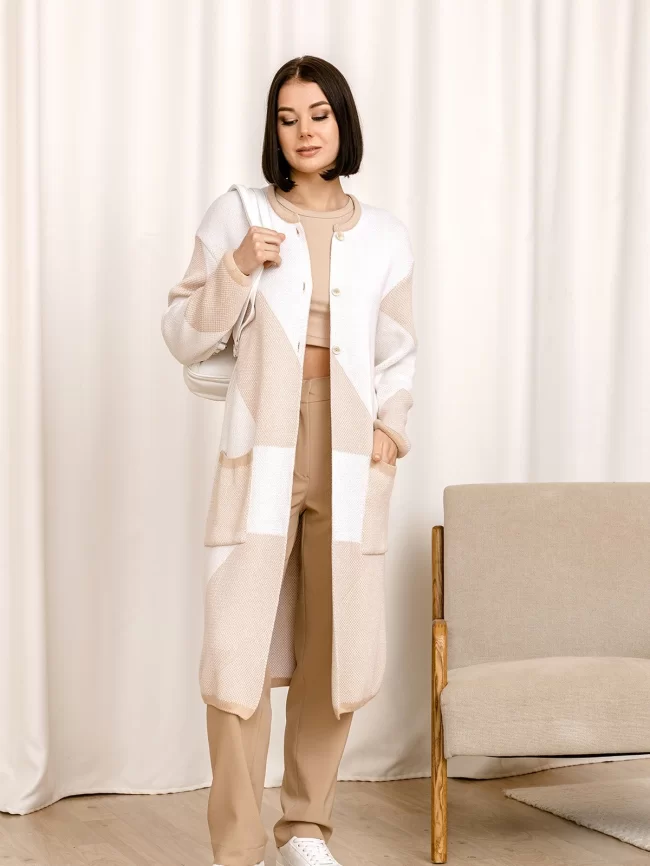 Кардиган женский (цвет: молочный, крем-брюле, белый) фото 6