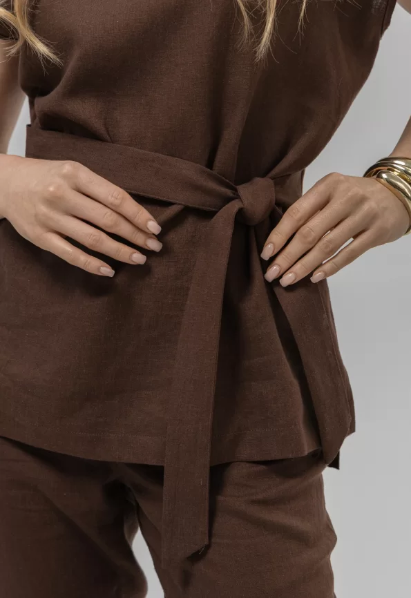 Костюм женский (блузка, брюки) (цвет: шоколадный) фото 4