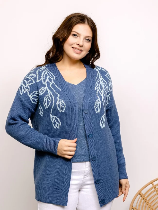 Кардиган женский (цвет: индиго, бледно-голубой) фото 1