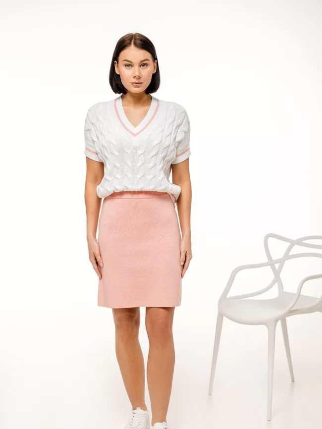 Джемпер женский (цвет: белый, розовый персик) фото 4