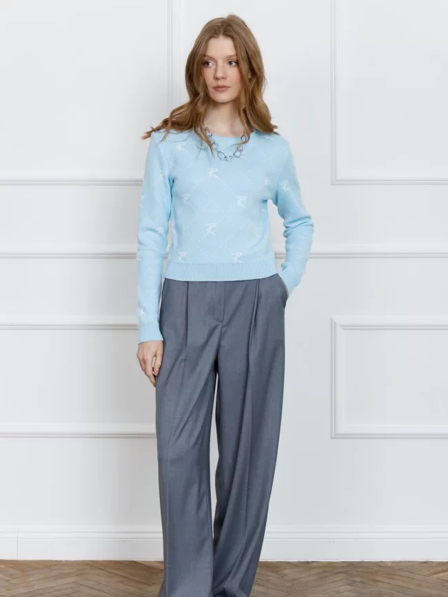 Джемпер женский (цвет: бледно-голубой, белый) фото 6