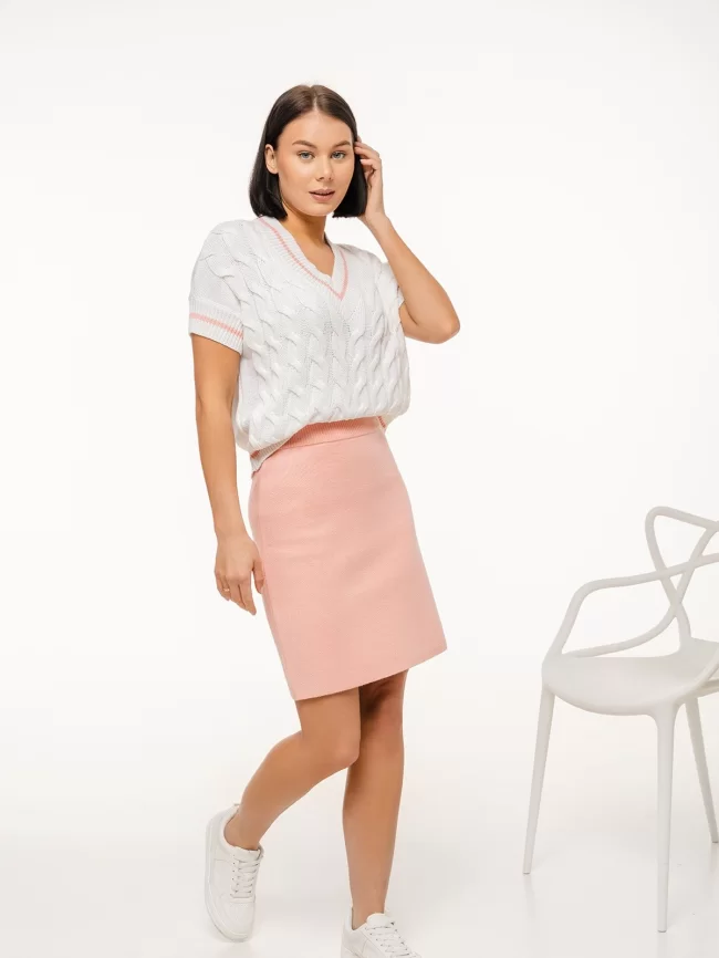 Джемпер женский (цвет: белый, розовый персик) фото 5