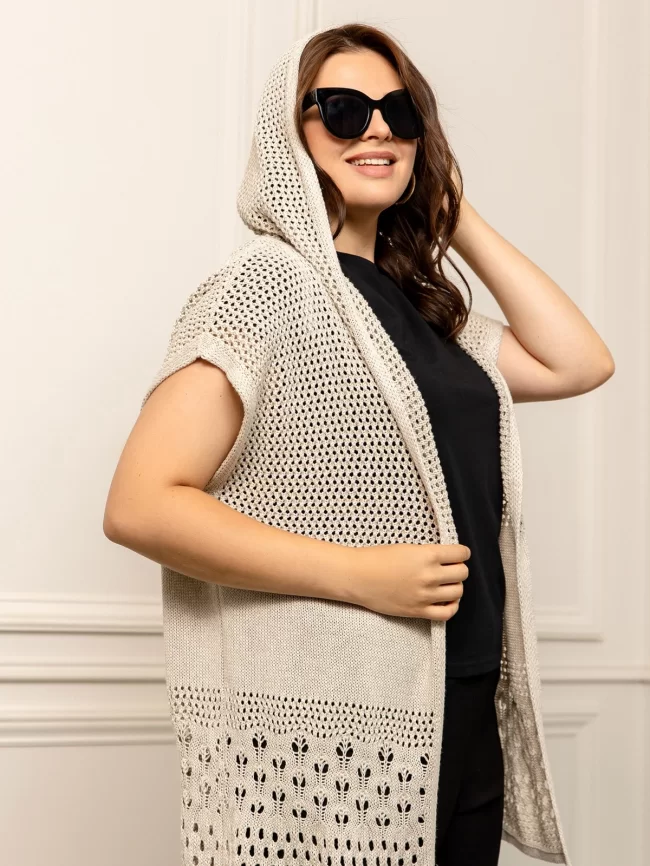 Кардиган женский (цвет: светло-бежевый) фото 4