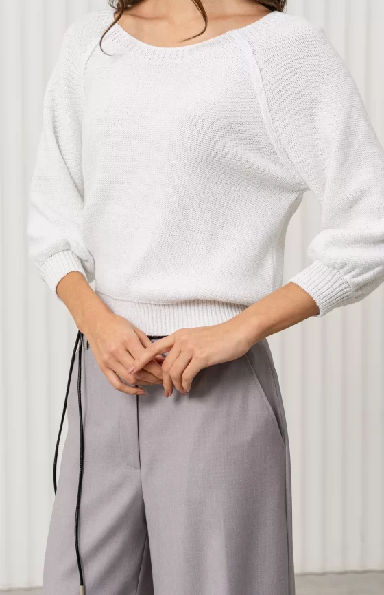 Джемпер женский (цвет: белый, серебро) фото 4