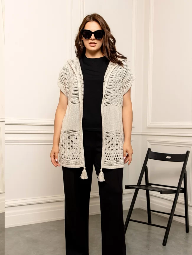 Кардиган женский (цвет: светло-бежевый) фото 1