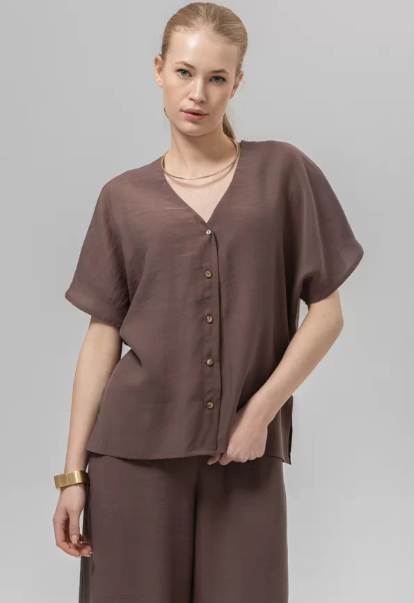 Блузка женская (цвет: шоколадный) фото 3