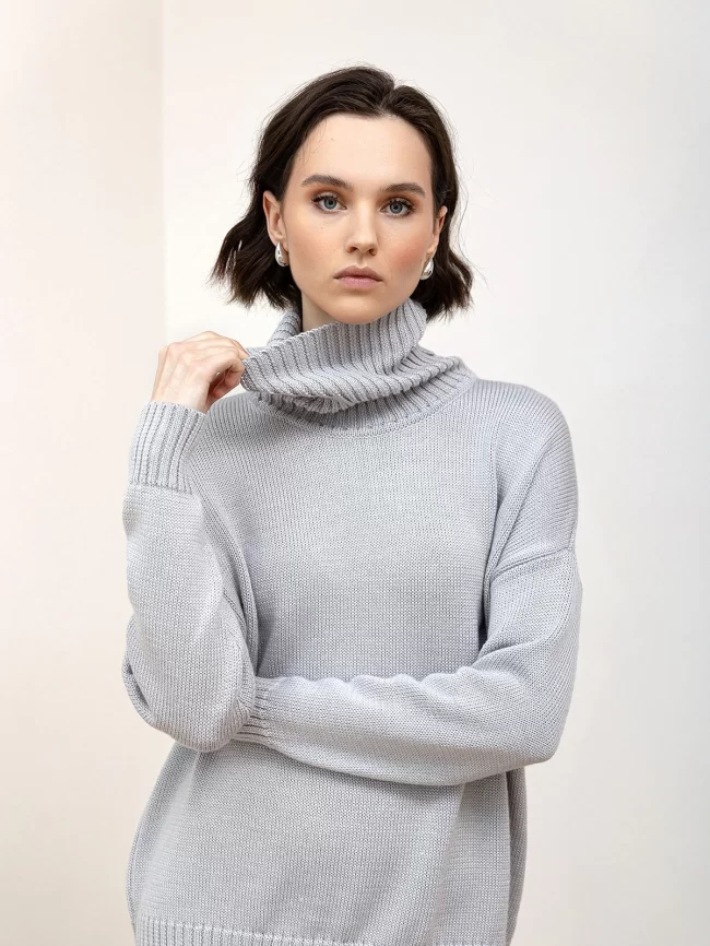 Свитер женский (цвет: светло-серый) фото 4