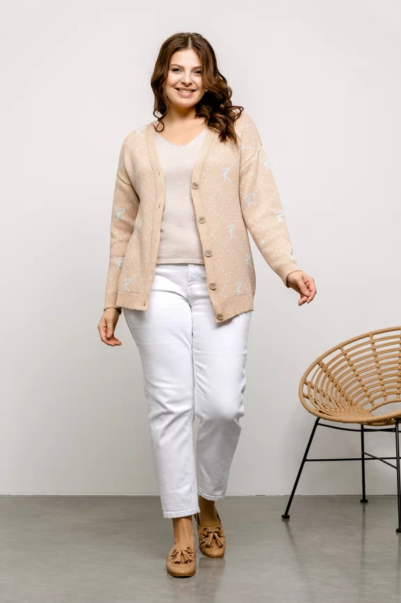 Кардиган женский (цвет: крем-брюле, бледно-голубой) фото 4