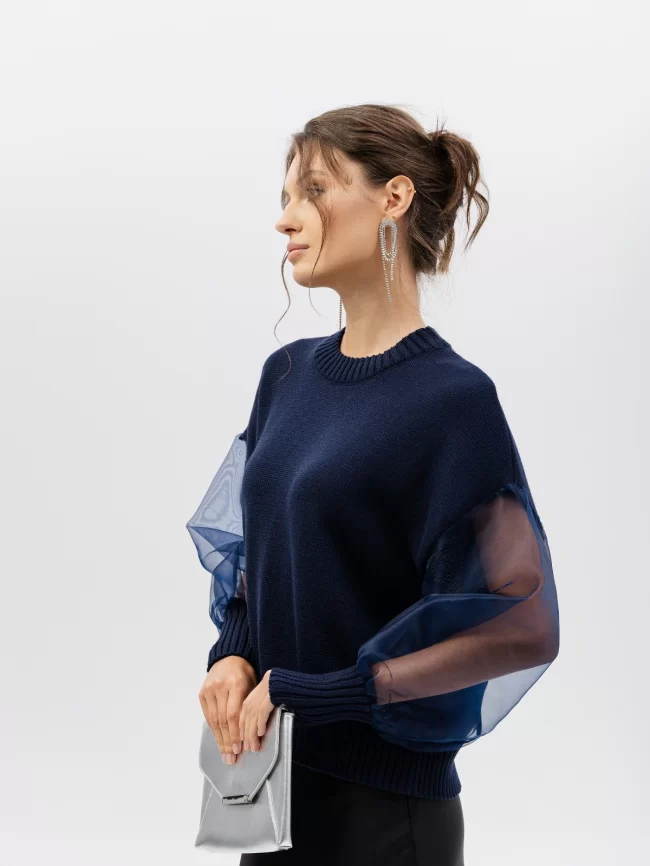 Джемпер женский (цвет: темно-синий, графитовый) фото 5