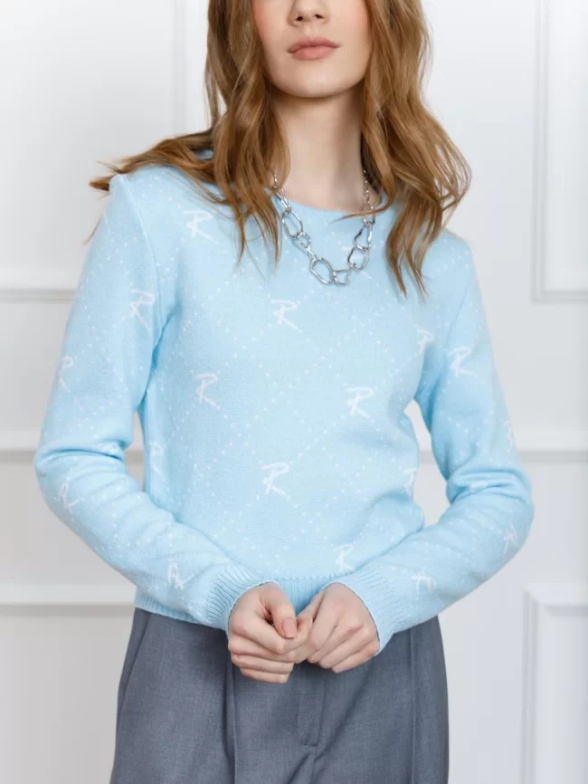 Джемпер женский (цвет: бледно-голубой, белый) фото 9