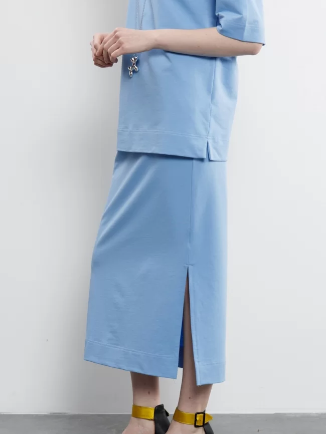 Костюм женский (джемпер, юбка) (цвет: голубой) фото 3