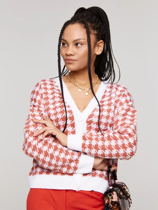 Жакет женский (цвет: белый, темно-коралловый) фото 1