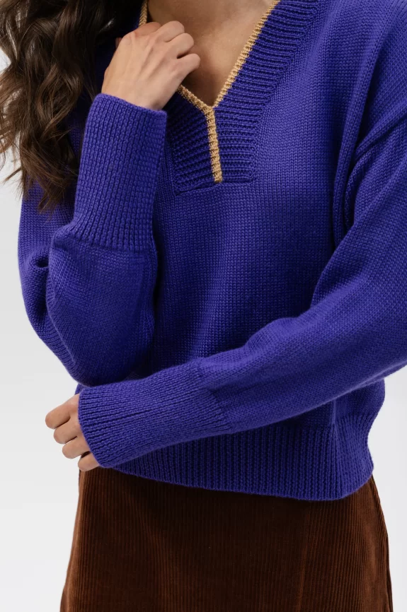 Джемпер женский (цвет: глубокий фиолетовый, соломенный) фото 3