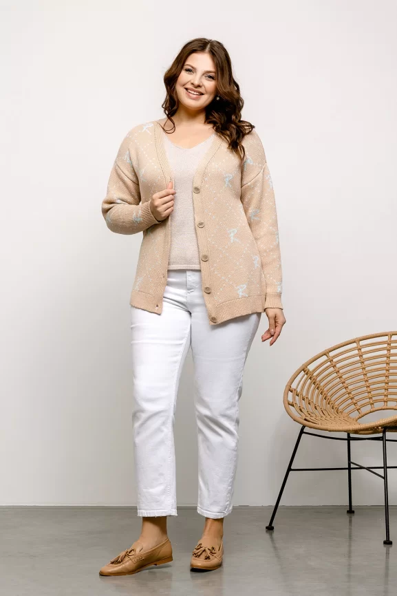 Кардиган женский (цвет: крем-брюле, бледно-голубой) фото 5