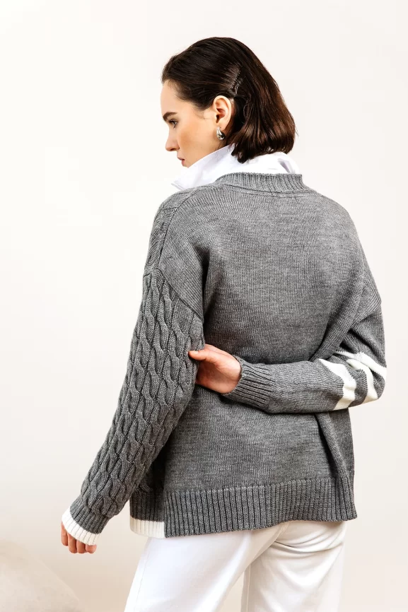 Кардиган женский (цвет: серый, белый) фото 2