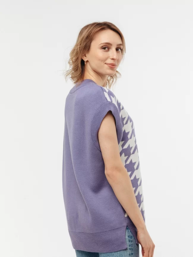Жилет женский (цвет: сиреневый, молочный) фото 2