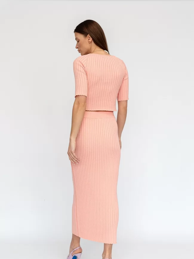 Костюм женский (джемпер, юбка) (цвет: розовый персик) фото 8