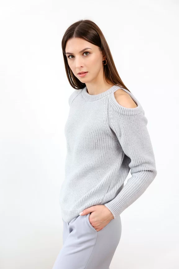 Джемпер женский (цвет: светло-серый) фото 3