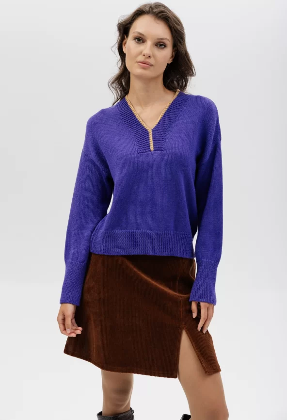 Джемпер женский (цвет: глубокий фиолетовый, соломенный) фото 4