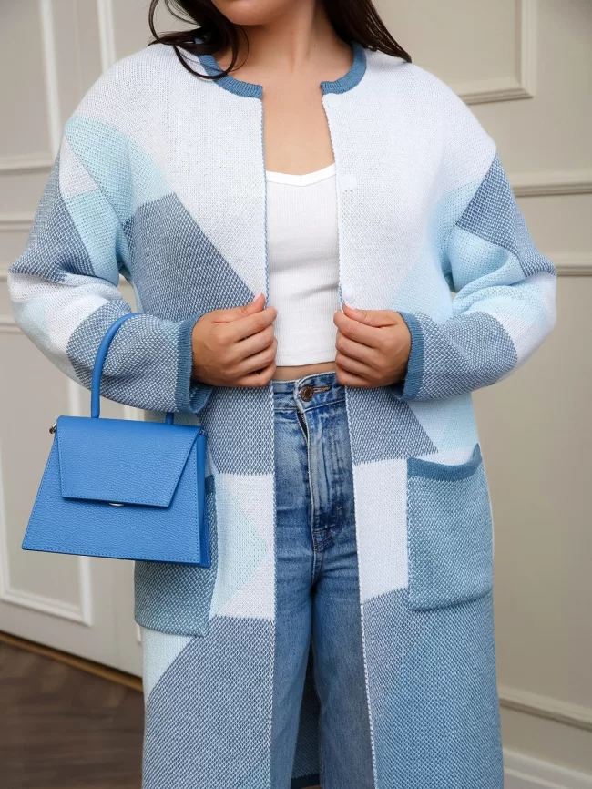 Кардиган женский (цвет: бледно-голубой, индиго, белый) фото 3