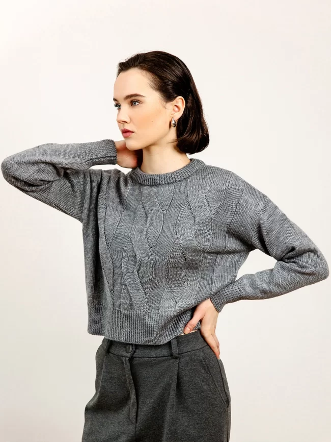 Джемпер женский (цвет: темно-серый) фото 2